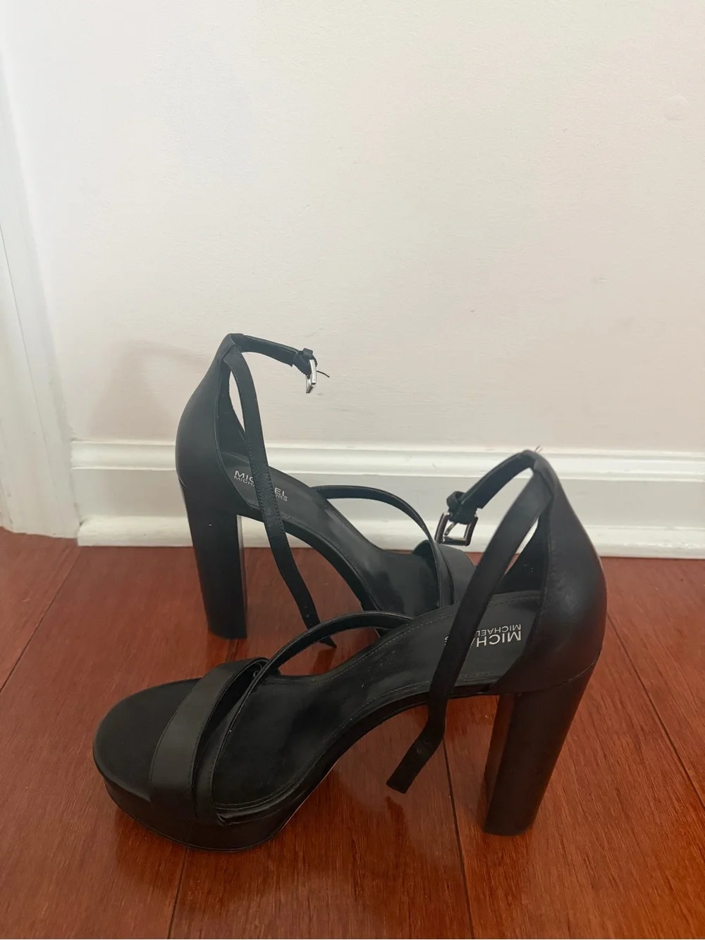 Michael Kors Black Leather Strappy Platform Heels